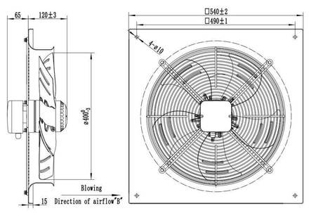 AXF400B - Odsávací axiální ventilátor 400 mm